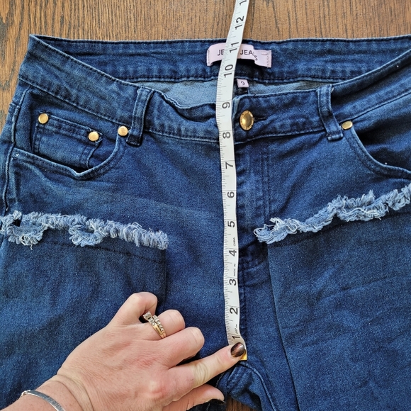 Jesse Jeans Mid-Rise Ankle Skinny Raw Hem Dark Wash Jeans Size Junior's 9 - Picture 7 of 11